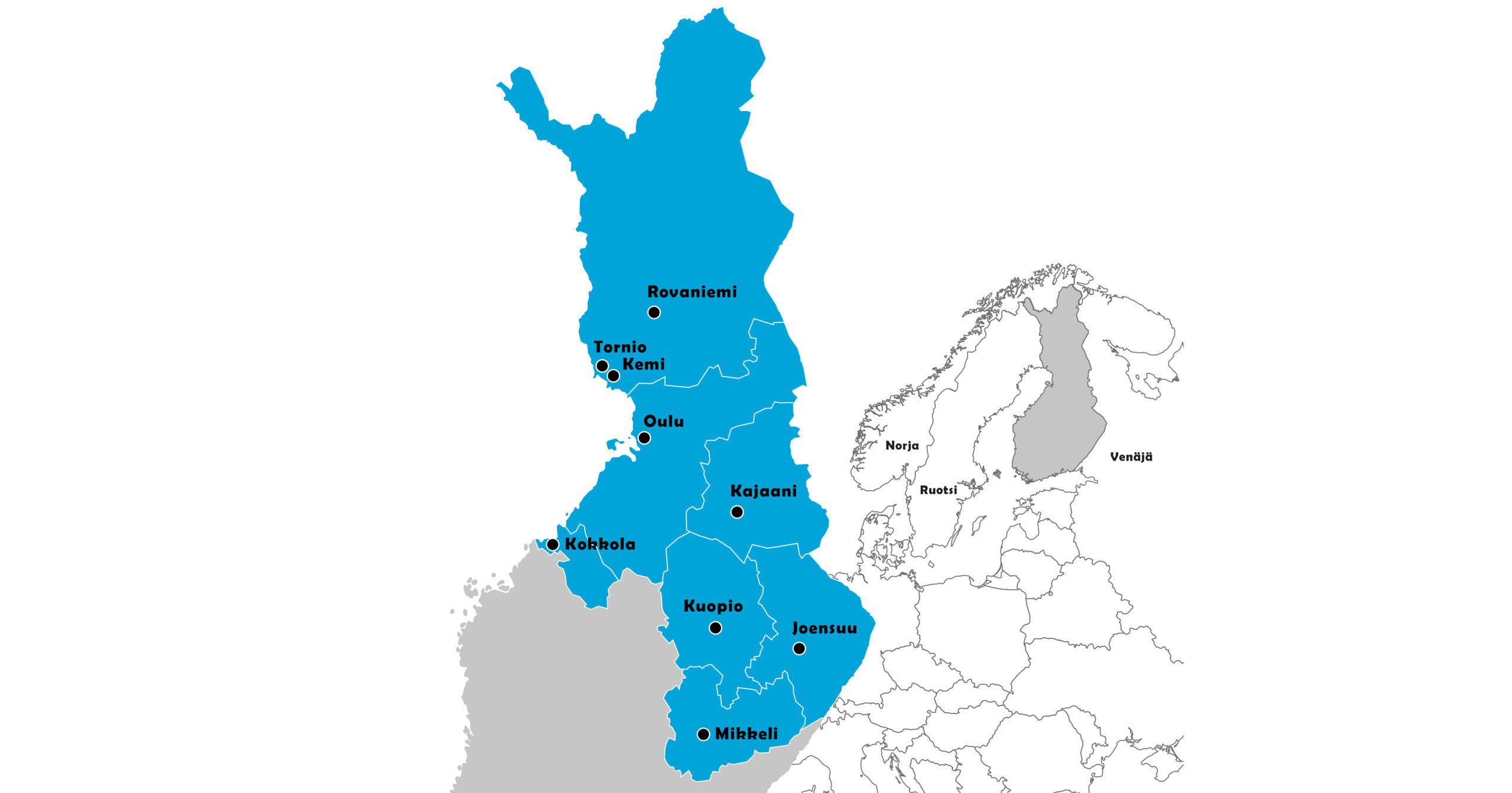 Suurin osa Suomea: Itä- ja Pohjois-Suomi - Lapin liitto
